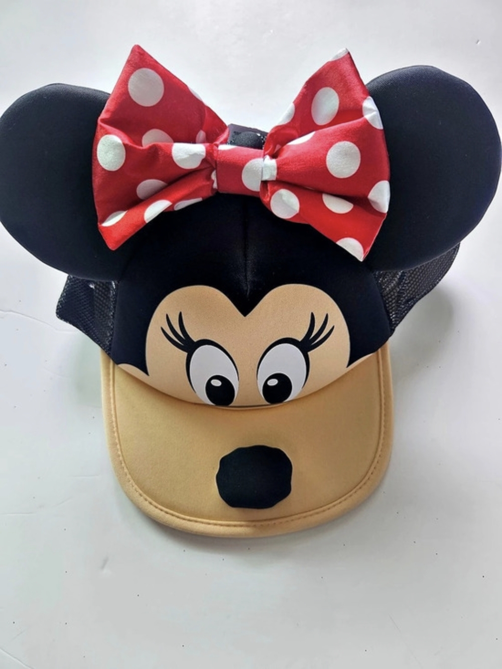 Disney Minnie Mouse 3D Face Ears Trucker Snapback Hat 3D Face Ears Trucker Hat